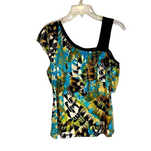 New Jennie & Marlis One Shoulder Top, size PL, feminine, multicolor, asymmetric - Picture 1 of 7